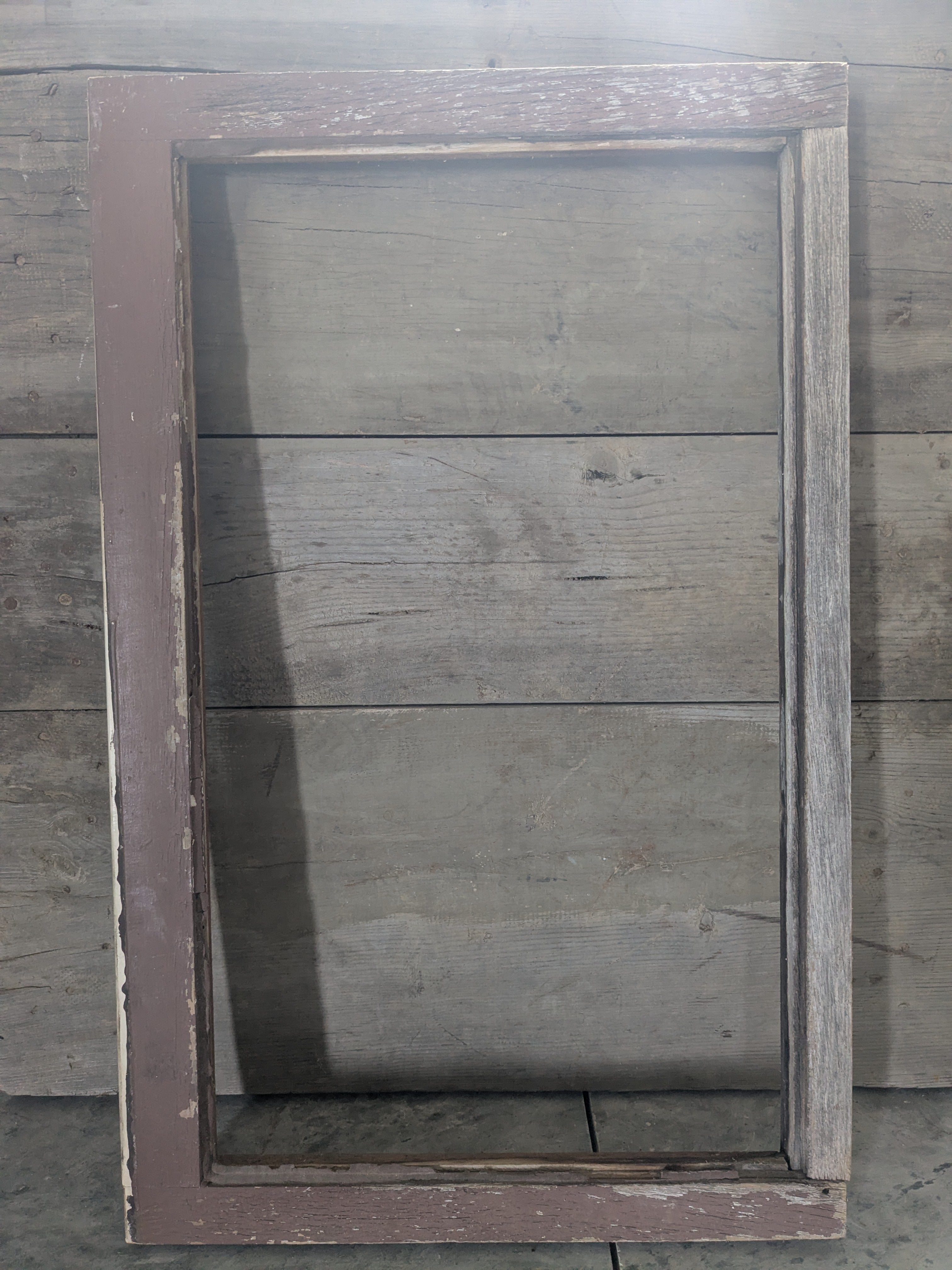 Heritage Weathered Painted Window Frame with preserved character and authentic patina by Restoration Hardwood. wood