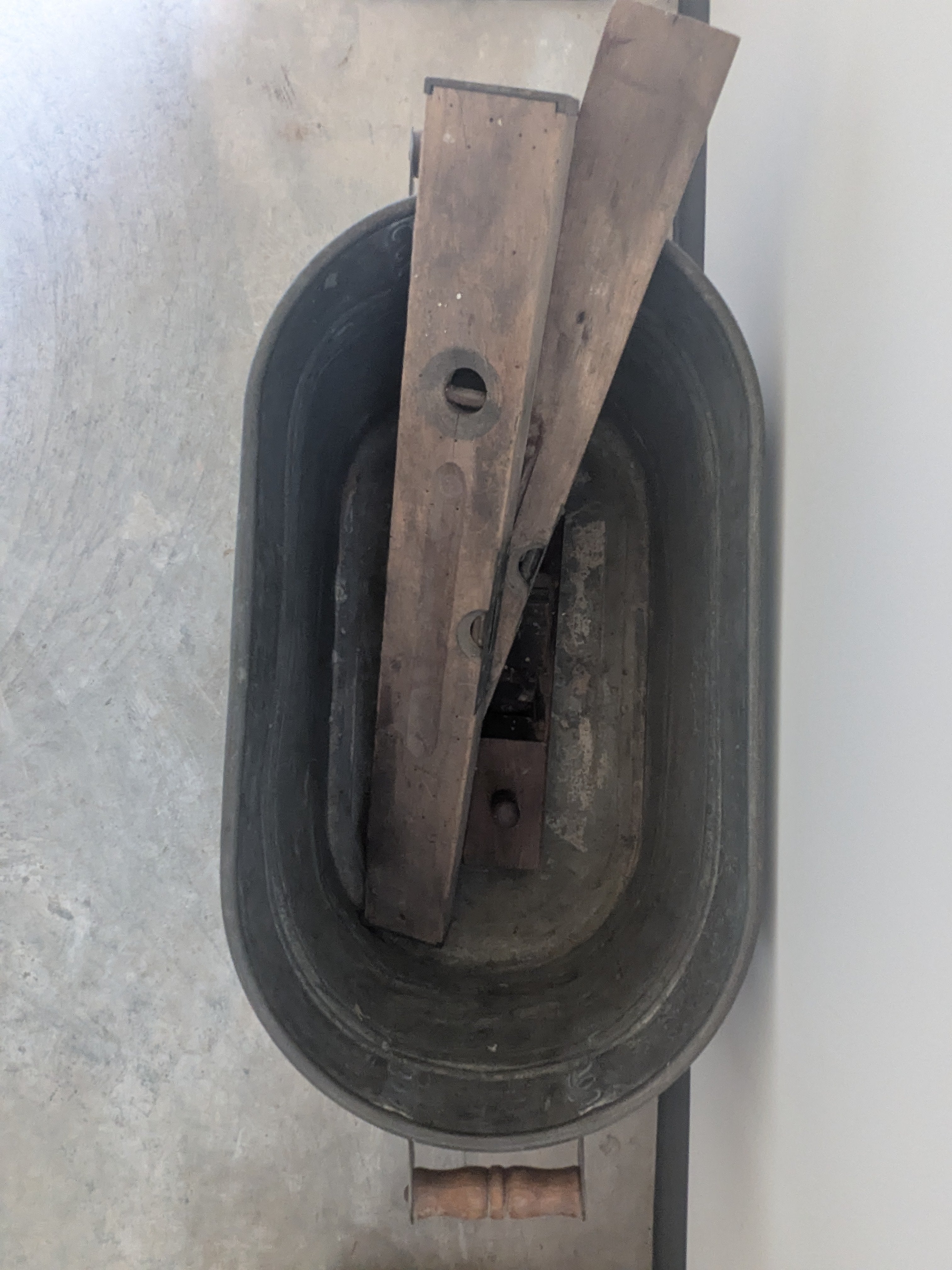 Antique Copper Wash Boiler with Wooden Wringer Rollers