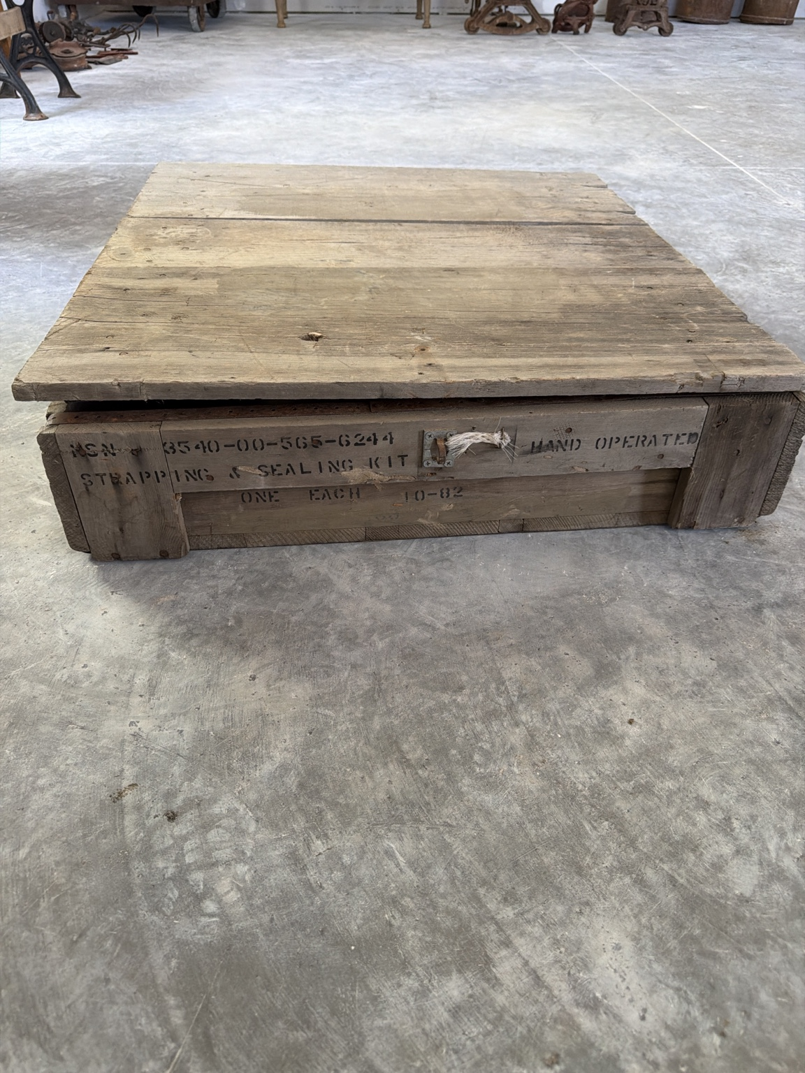 Heritage Field Crate Coffee Table from Restoration Hardwood with preserved heritage character