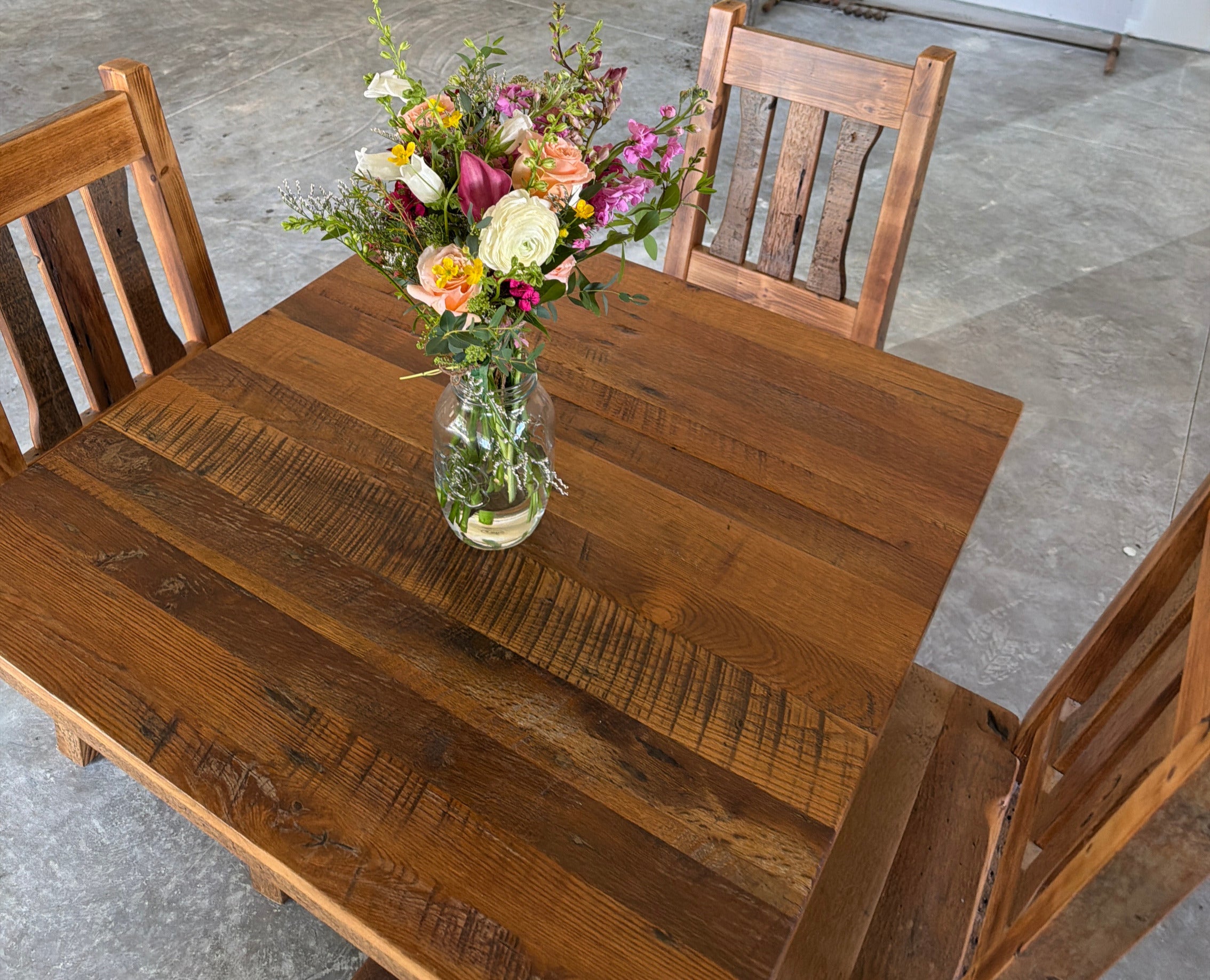 Heritage Reclaimed Dining Set – Table + 4 Chairs from Restoration Hardwood with preserved heritage character