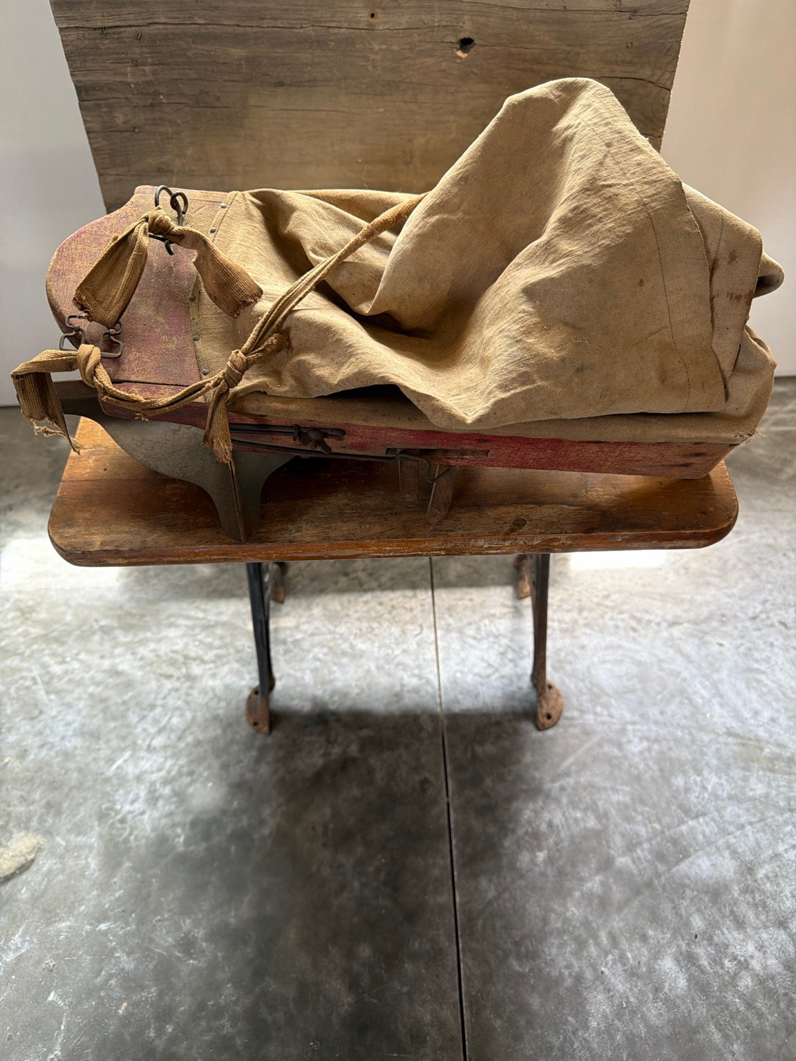 Heritage Hand-Crank Grain Seeder with preserved character and authentic patina by Restoration Hardwood.